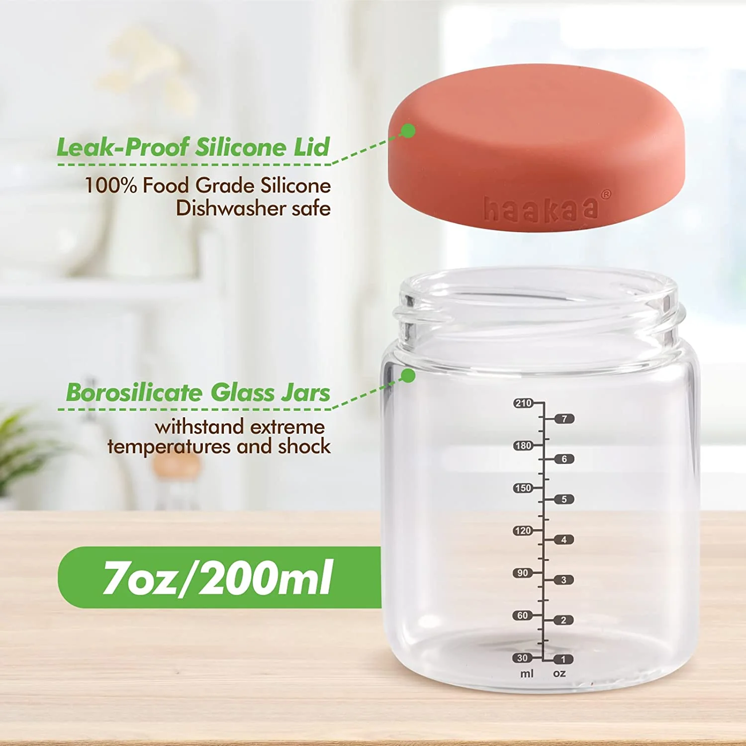 Haakaa Sealed Glass Storage Jar Set - 6 x 4 oz Glass Jars - Image 3